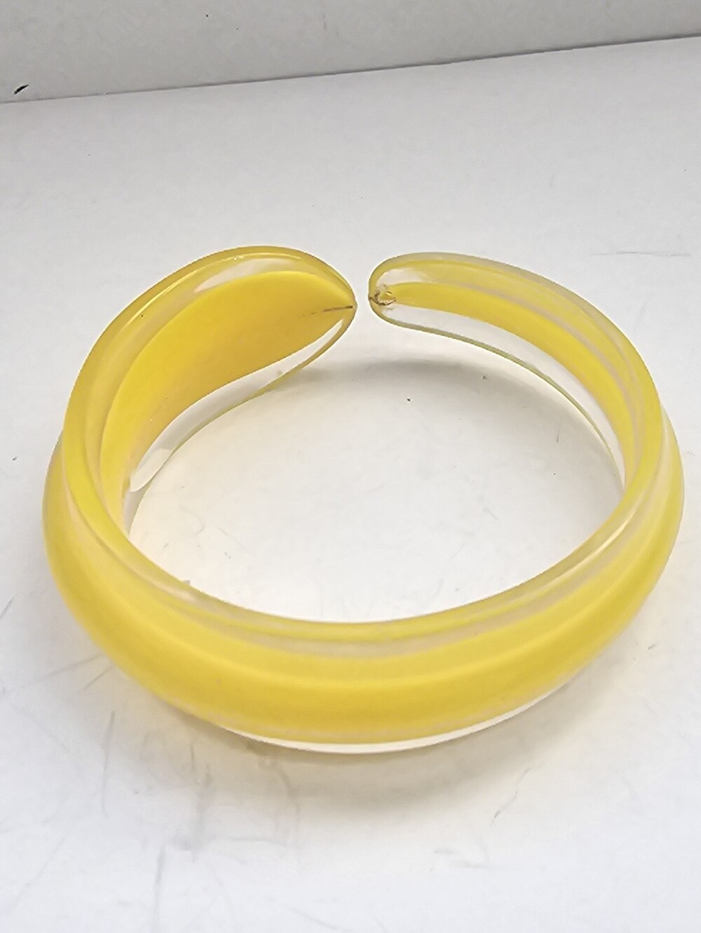 Yellow And ClearLucite Resin Slope Cuff Bracelet Rare Find! Women Jewelry